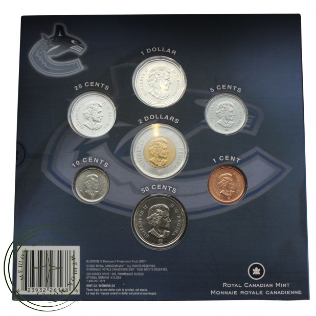 Канада Годовой набор 2008 Хоккей НХЛ, Ванкувер Кэнакс (7 монет)