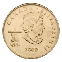 Монета Канада 25 центов 2009 Лыжные гонки (Олимпийские игры в Ванкувере)
