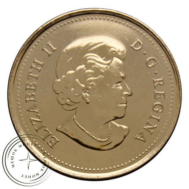 Канада 25 центов 2015 50 лет флагу Канады