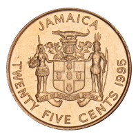 Монета Ямайка 25 центов 1995