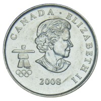 Монета Канада 25 центов 2008 Бобслей