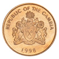 Монета Гамбия 5 бутутов 1998