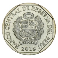 Монета Перу 1 соль 2018 Белокрылый гуан