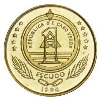 Монета Кабо-Верде 1 эскудо 1994 Черепаха