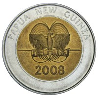 Монета Папуа—Новая Гвинея 2 кина 2008 35 лет Банку Папуа Новой Гвинеи