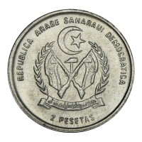 Монета Западная Сахара 2 песеты 1992