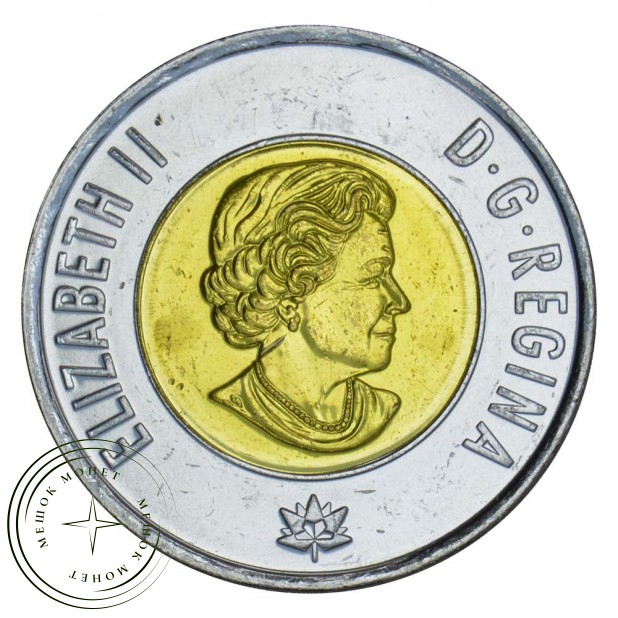 Канада 2 доллара 2017 Полярное сияние Цветная (150 лет Конфедерации Канада)