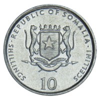 Монета Сомали 10 шиллингов 2000