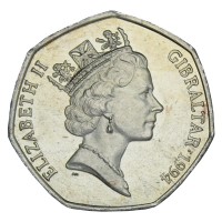 Монета Гибралтар 50 пенсов 1994 Рождество