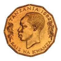 Монета Танзания 5 центов 1982