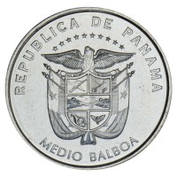 Монета Панама 1/2 бальбоа 2019 500 лет основанию Панамы