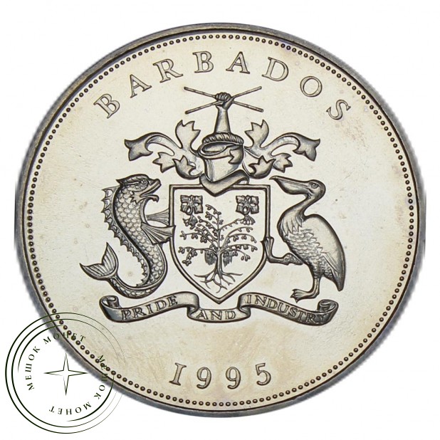 Барбадос 5 долларов 1995 50 лет ООН