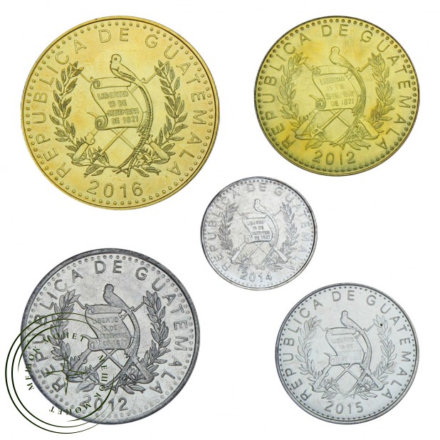 Гватемала Набор монет 2012-2016 (5 штук)
