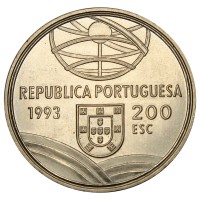 Монета Португалия 200 эскудо 1993 Спрингальд - механическое устройство артиллерии