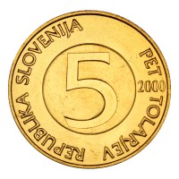 Монета Словения 5 толаров 2000