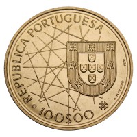 Монета Португалия 100 эскудо 1989 Открытие Азорских островов (Золотой век открытий)