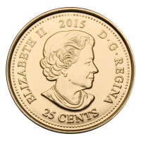 Монета Канада 25 центов 2015 100 лет стихотворению На полях Фландрии - Мак