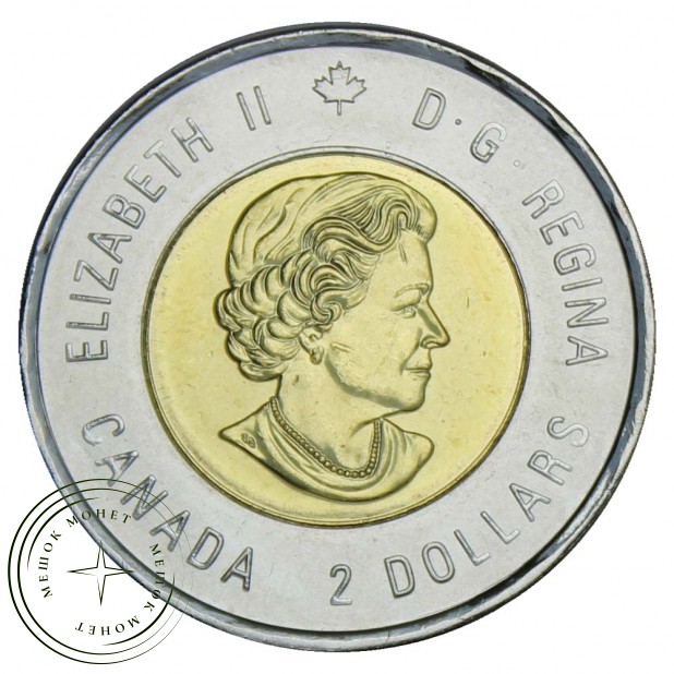 Канада 2 доллара 2020 100 лет со дня рождения Билла Рида Цветная