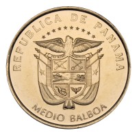 Монета Панама 1/2 бальбоа 2018 Монастырь Сан-Франциско (Панама-Вьехо)