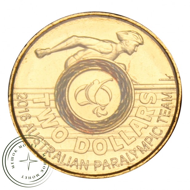 Австралия 2 доллара 2016 XV летние Паралимпийские игры Рио-де-Жанейро