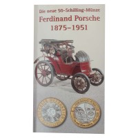 Монета Австрия 50 шиллингов 2000 100 лет первому гибридному автомобилю Lohner-Porsche (В буклете)