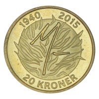 Монета Дания 20 крон 2015 75 лет со дня рождения Королевы Маргрете II