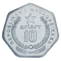 Монета Мадагаскар 10 ариари 1999