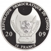 Монета Конго 10 франков 2009 Тамплиер (Воины мира)