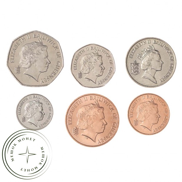 Гернси набор 6 монет 1992-2011 