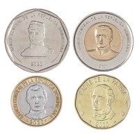 Набор монет 1, 5, 10, 25 песо 2020 Доминикана (4 штуки)