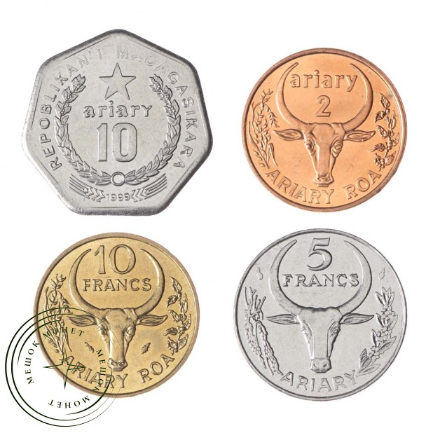 Мадагаскар набор 4 монеты 1984-2003 