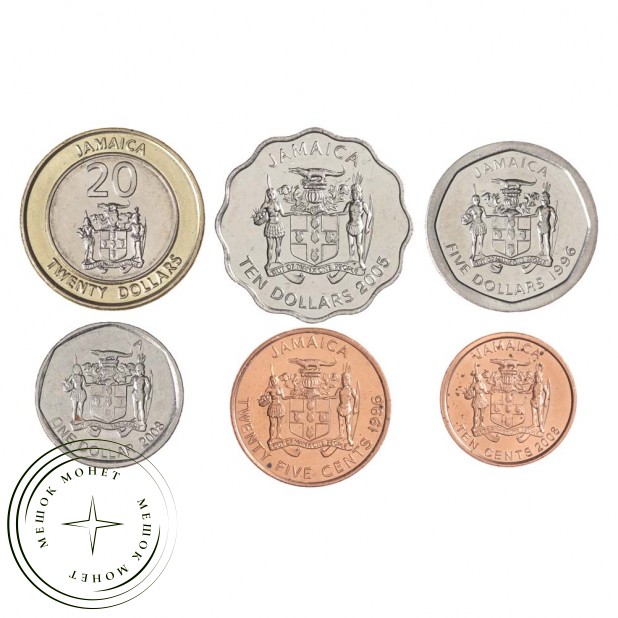 Набор монет 1996-2008 Ямайка (6 штук)