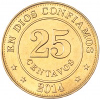 Никарагуа 25 сентаво 2014