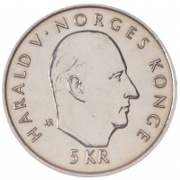Монета Норвегия 5 крон 1995 50 лет ООН