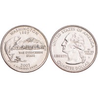 Монета США 25 центов 2007 Вашингтон