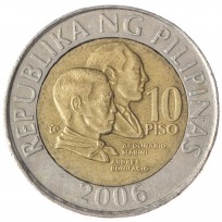 Монета Филиппины 10 песо 2006