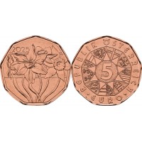 Монета Австрия 5 евро 2025 Нарциссы