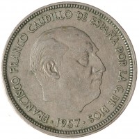 Монета Испания 50 песет 1957