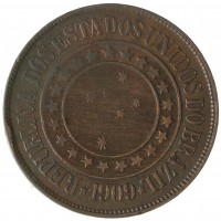Монета Бразилия 40 реалов 1909