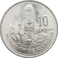 Монета Гватемала 10 сентаво 1991