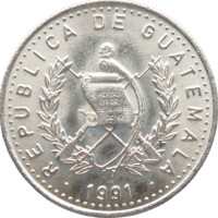 Монета Гватемала 10 сентаво 1991