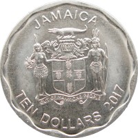Монета Ямайка 10 долларов 2017