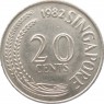 Сингапур 20 центов 1982