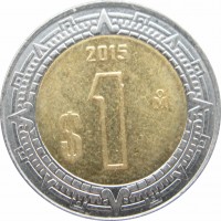 Монета Мексика 1 песо 2015