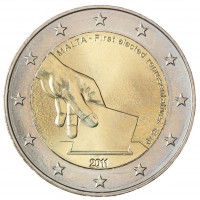 Монета Мальта 2 евро 2011 Первые выборы на Мальте в 1849 году