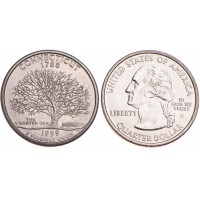 Монета США 25 центов 1999 Коннектикут