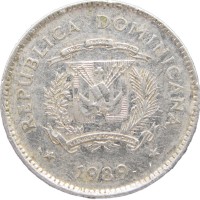 Монета Доминиканская республика 10 сентаво 1989