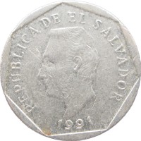 Монета Сальвадор 5 сентаво 1991