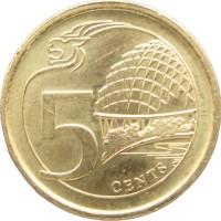 Монета Сингапур 5 центов 2018
