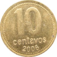Монета Аргентина 10 сентаво 2006